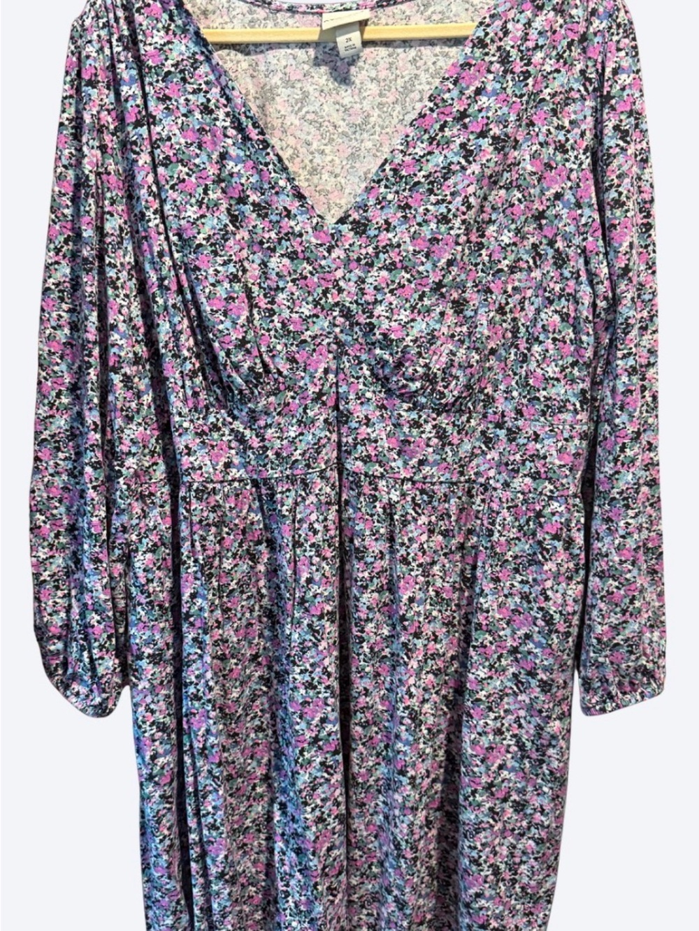 Ava & Viv Pink and Purple Floral Long Sleeve Maxi Dress